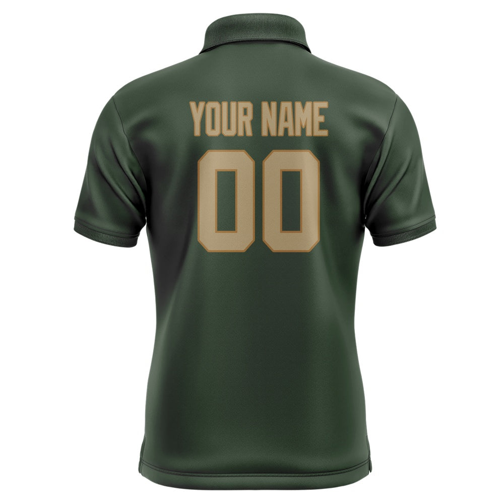 Custom Dark Green Light Khaki Short-Sleeve Polo Shirt