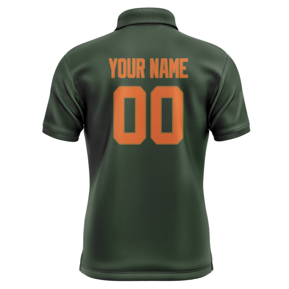 Custom Dark Green Orange Short-Sleeve Polo Shirt
