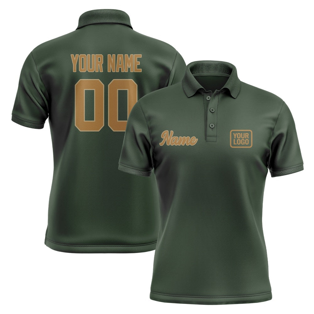 Custom Dark Green Khaki Short-Sleeve Polo Shirt