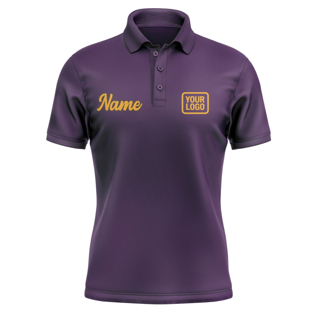Custom Purple Yellow Short-Sleeve Polo Shirt