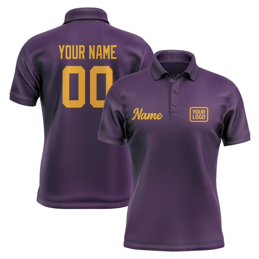 Custom Purple Yellow Short-Sleeve Polo Shirt