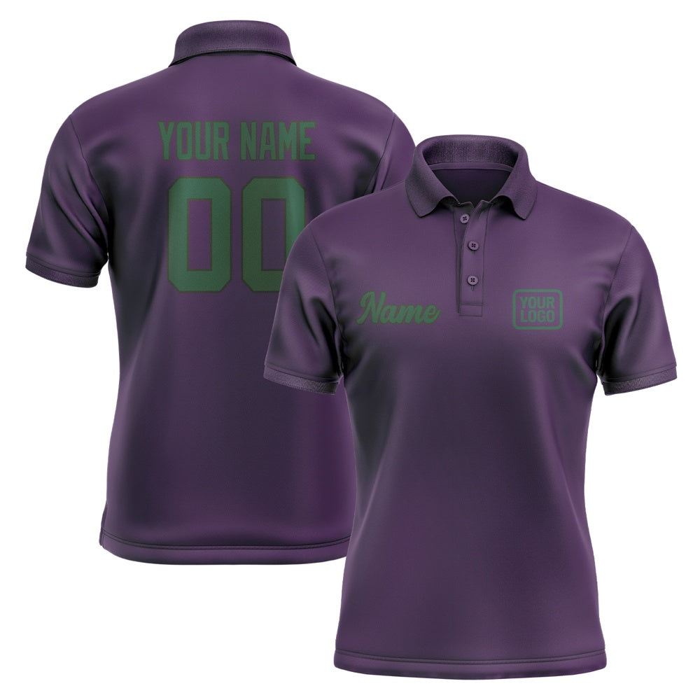 Custom Purple Green Short-Sleeve Polo Shirt