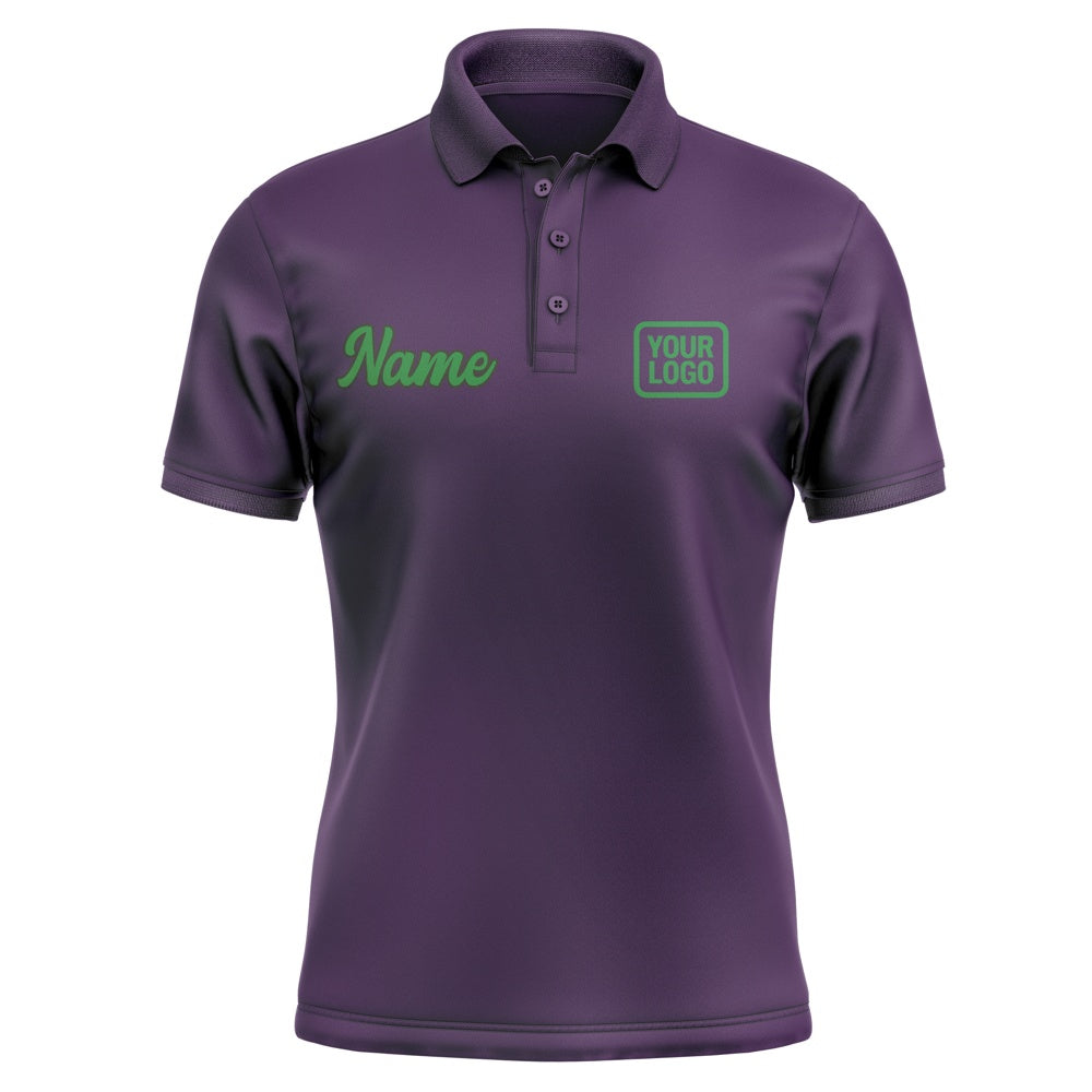 Custom Purple Emerald Green Short-Sleeve Polo Shirt