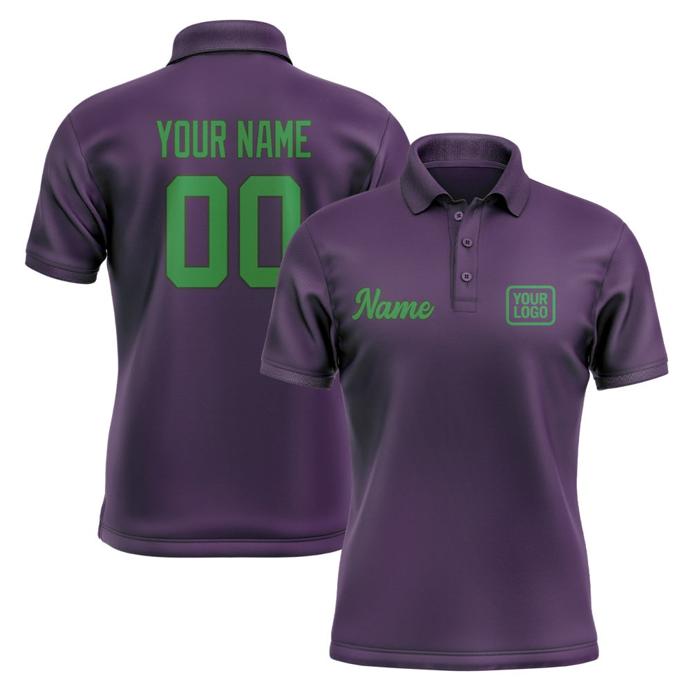 Custom Purple Emerald Green Short-Sleeve Polo Shirt