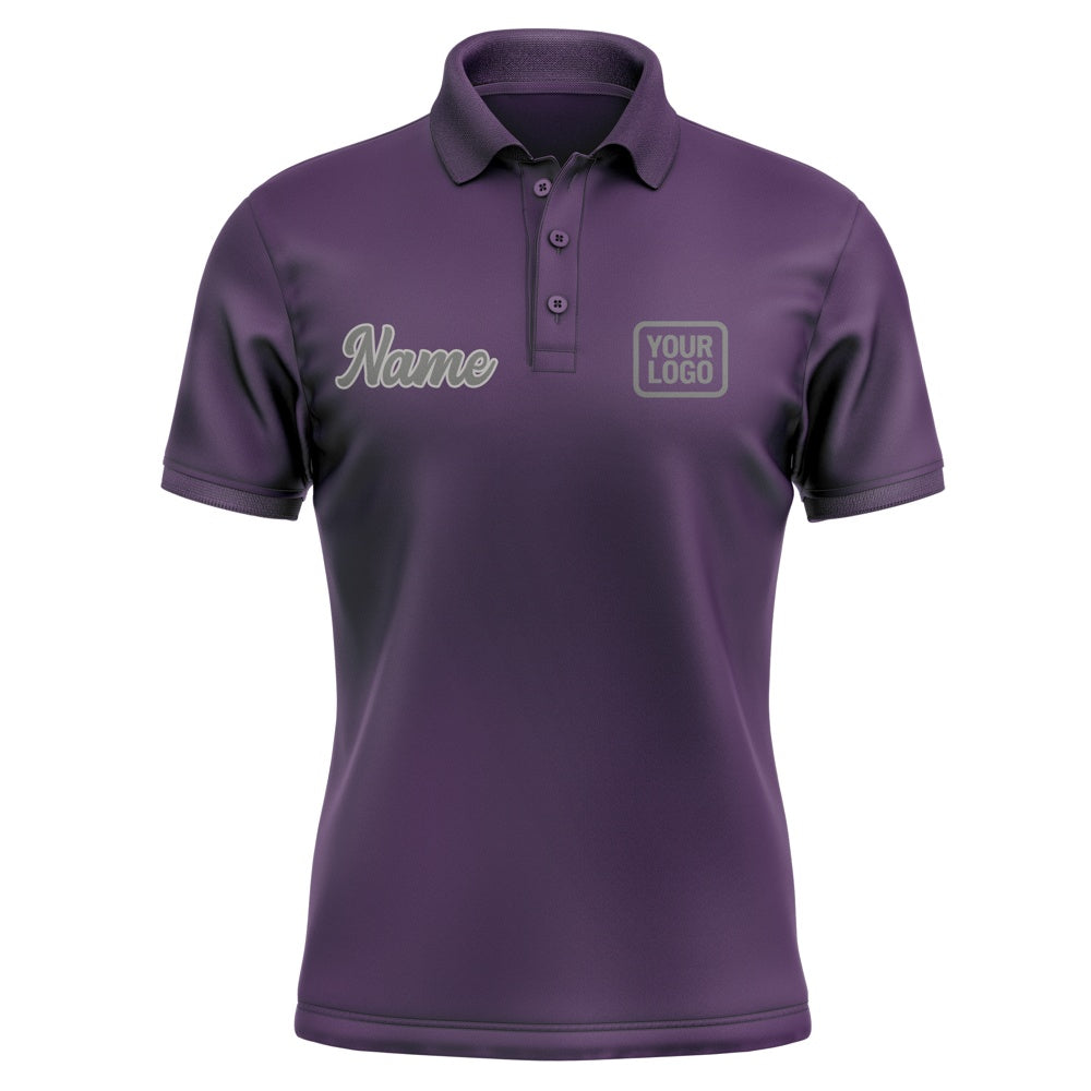 Custom Purple Dark Grey Short-Sleeve Polo Shirt