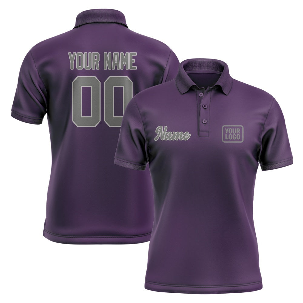 Custom Purple Dark Grey Short-Sleeve Polo Shirt