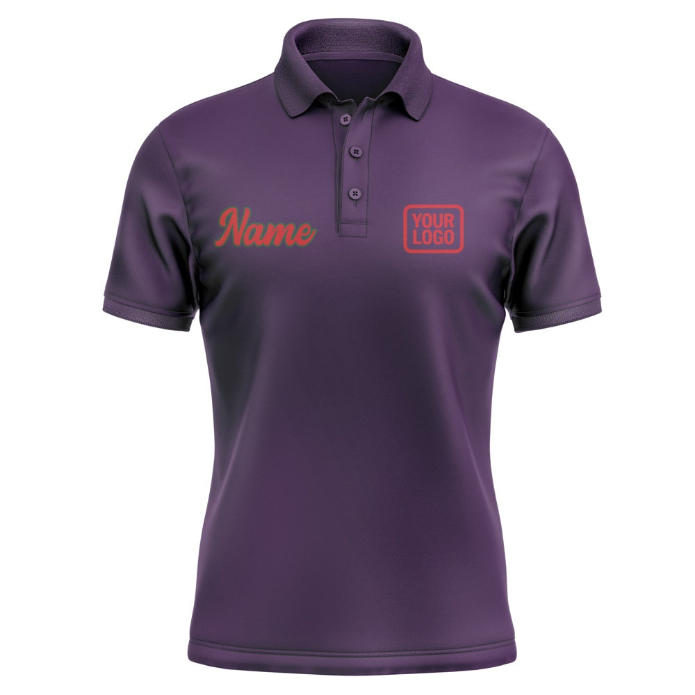 Custom Purple Red Short-Sleeve Polo Shirt