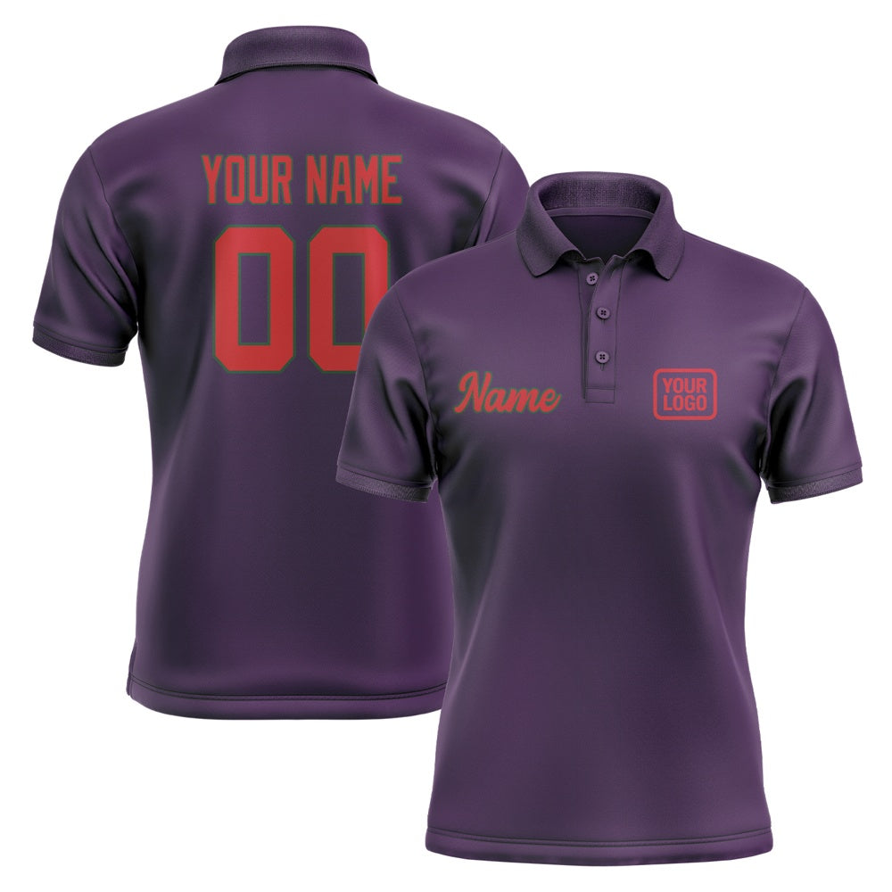 Custom Purple Red Short-Sleeve Polo Shirt