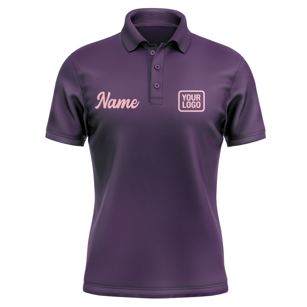 Custom Purple Light Pink Short-Sleeve Polo Shirt
