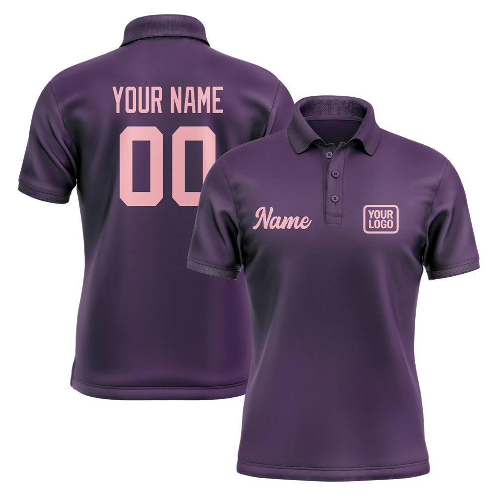 Custom Purple Light Pink Short-Sleeve Polo Shirt