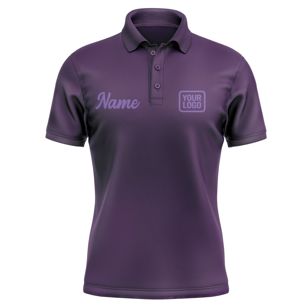 Custom Purple Light Purple Short-Sleeve Polo Shirt