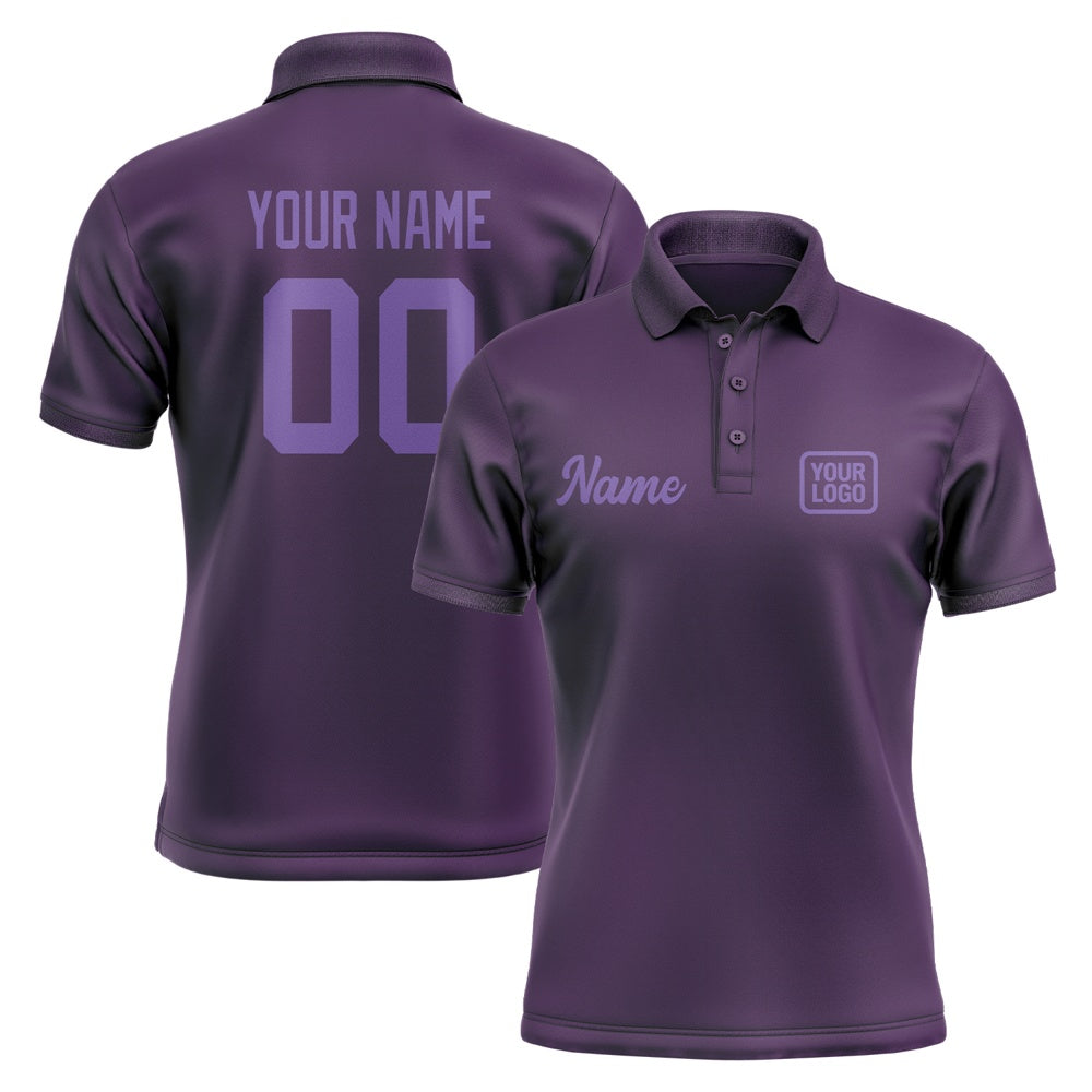 Custom Purple Light Purple Short-Sleeve Polo Shirt