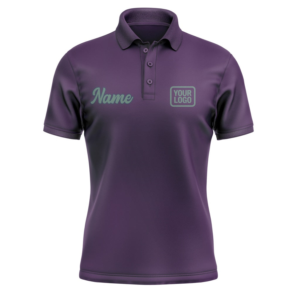 Custom Purple Blue Green Short-Sleeve Polo Shirt