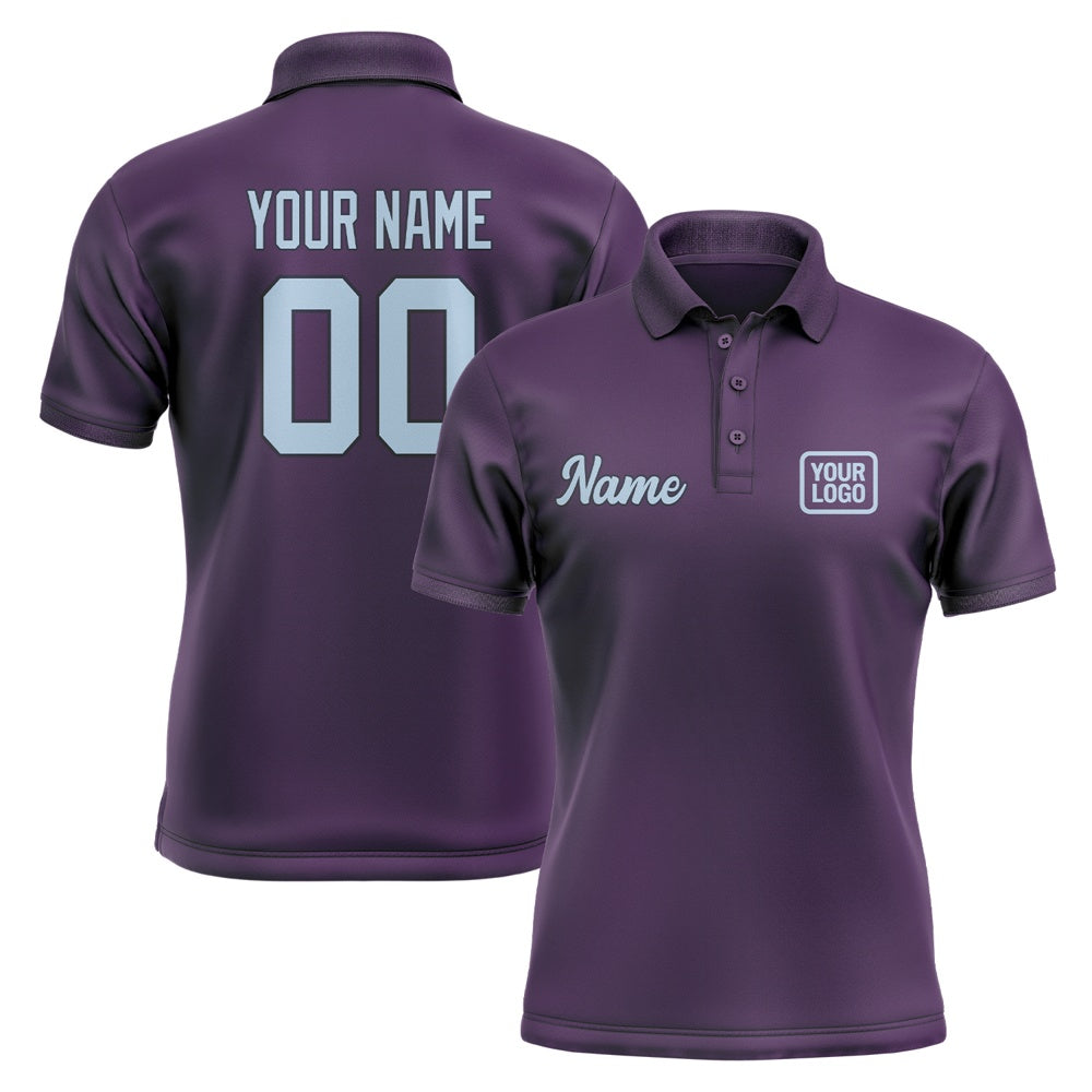 Custom Purple Light Blue Short-Sleeve Polo Shirt
