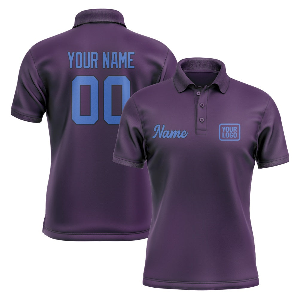 Custom Purple Sky Blue Short-Sleeve Polo Shirt