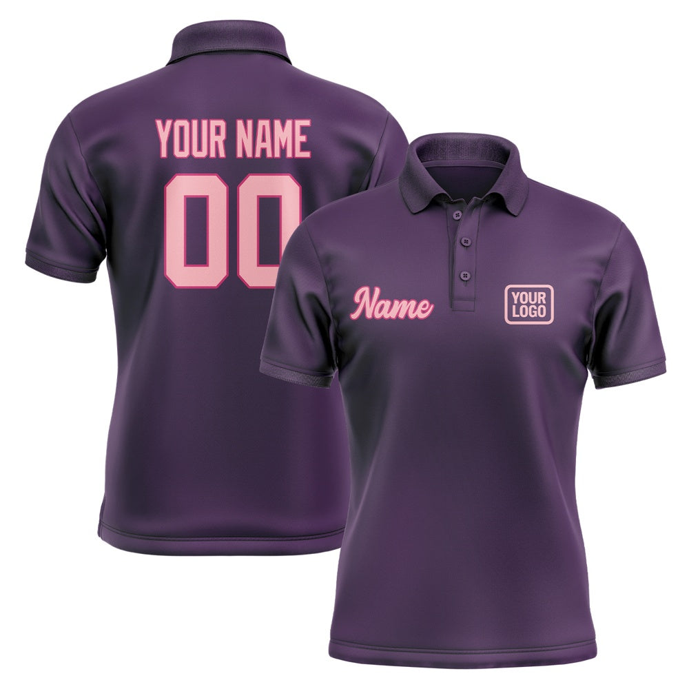 Custom Purple Light Pink Short-Sleeve Polo Shirt