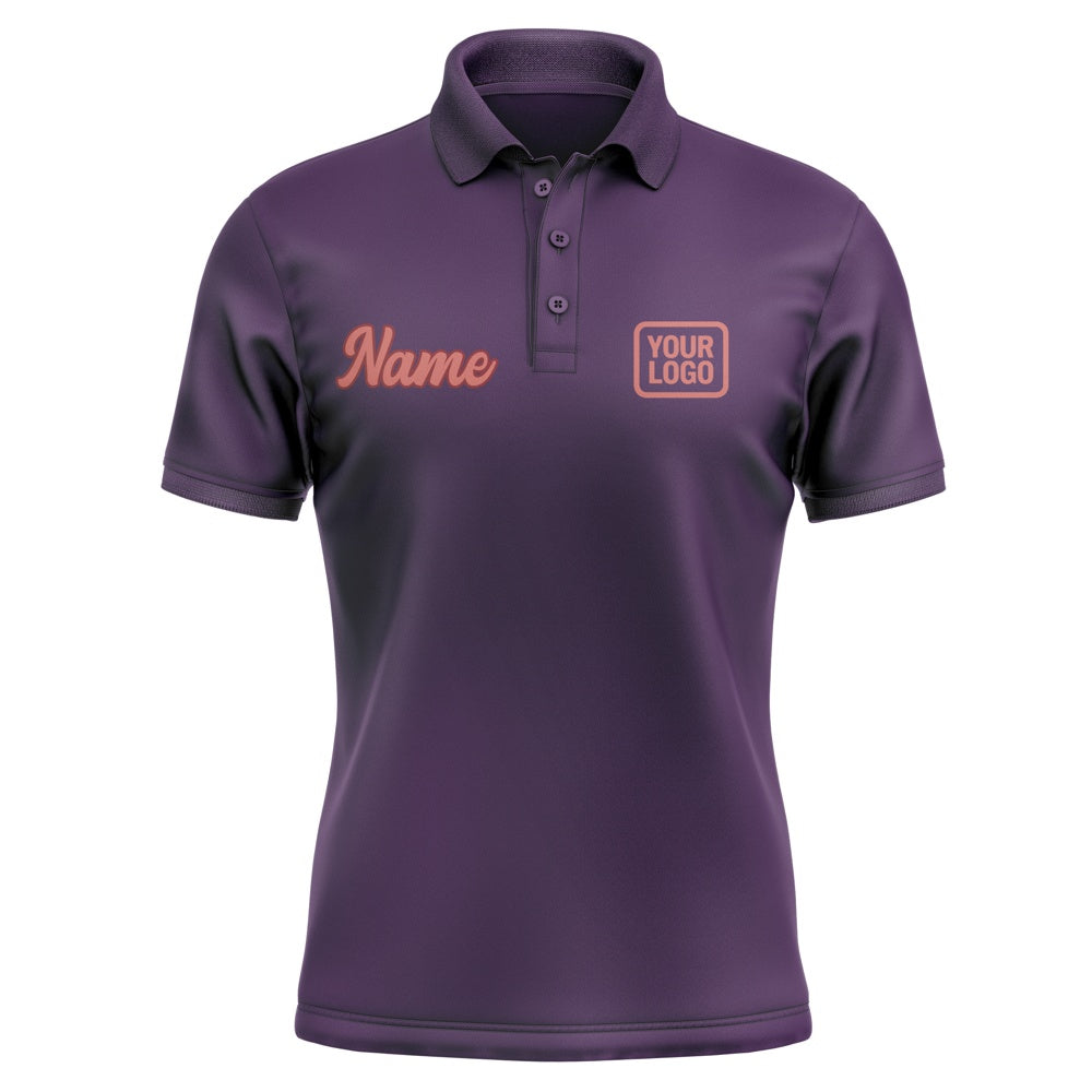 Custom Purple Copper Rose Short-Sleeve Polo Shirt