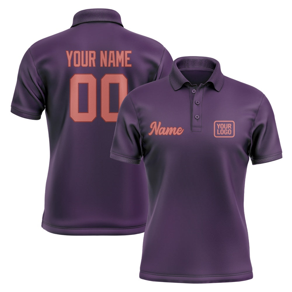Custom Purple Copper Rose Short-Sleeve Polo Shirt