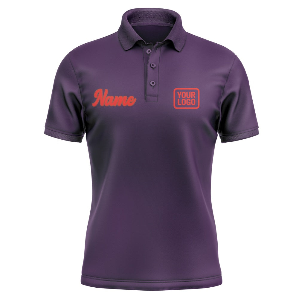 Custom Purple Orange Red Short-Sleeve Polo Shirt