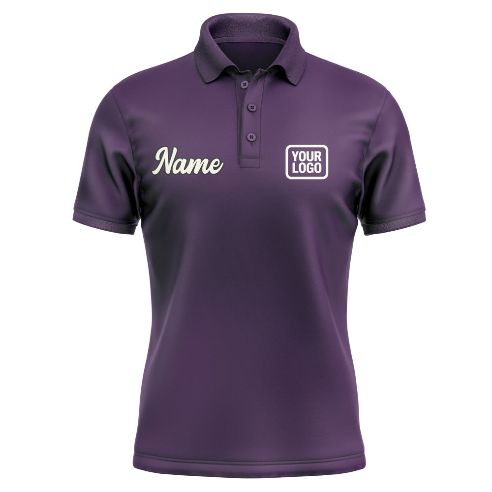 Custom Purple Cream Short-Sleeve Polo Shirt