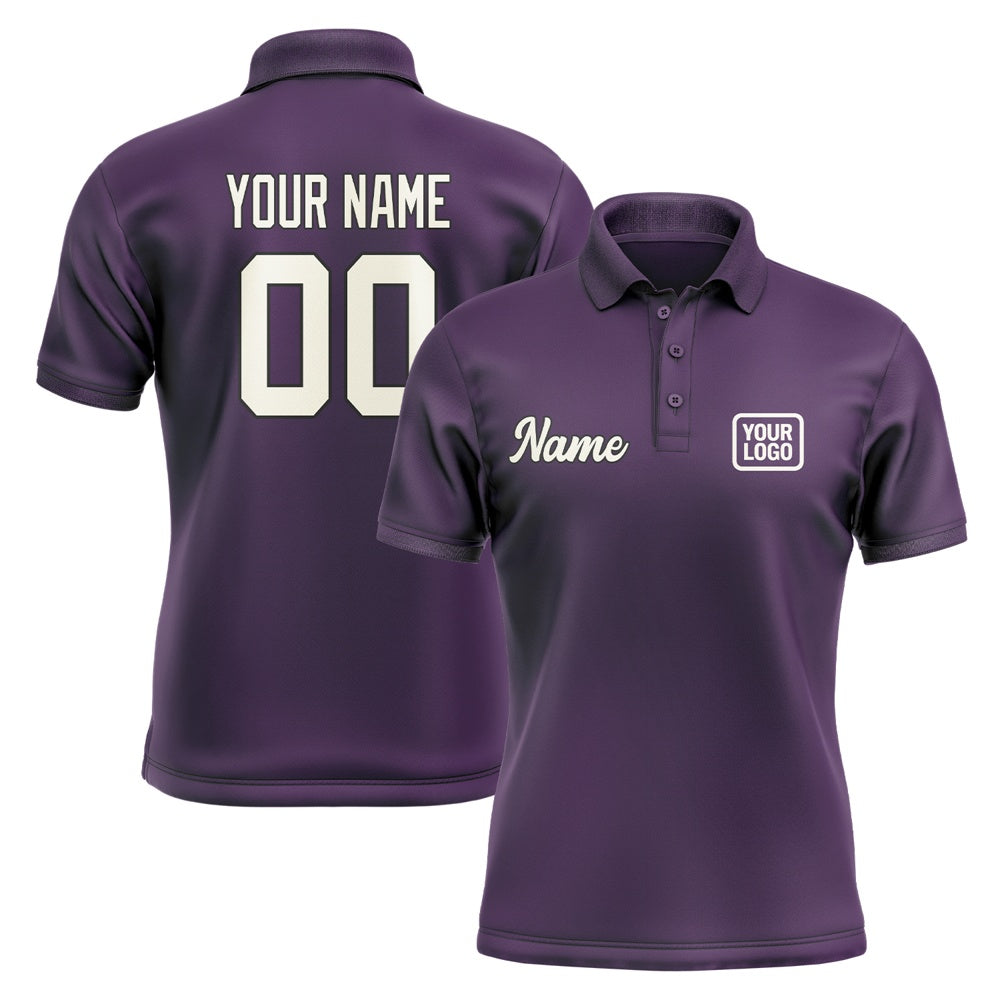 Custom Purple Cream Short-Sleeve Polo Shirt