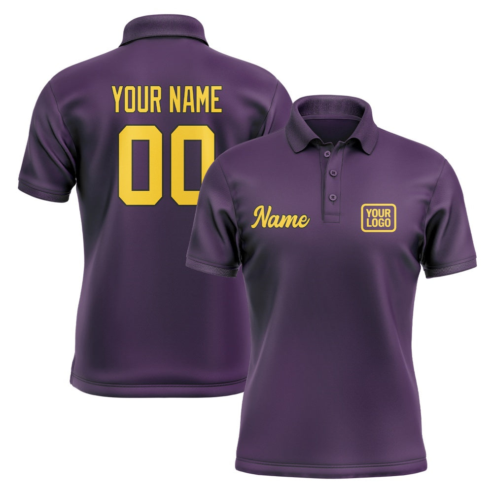 Custom Purple Gold Short-Sleeve Polo Shirt