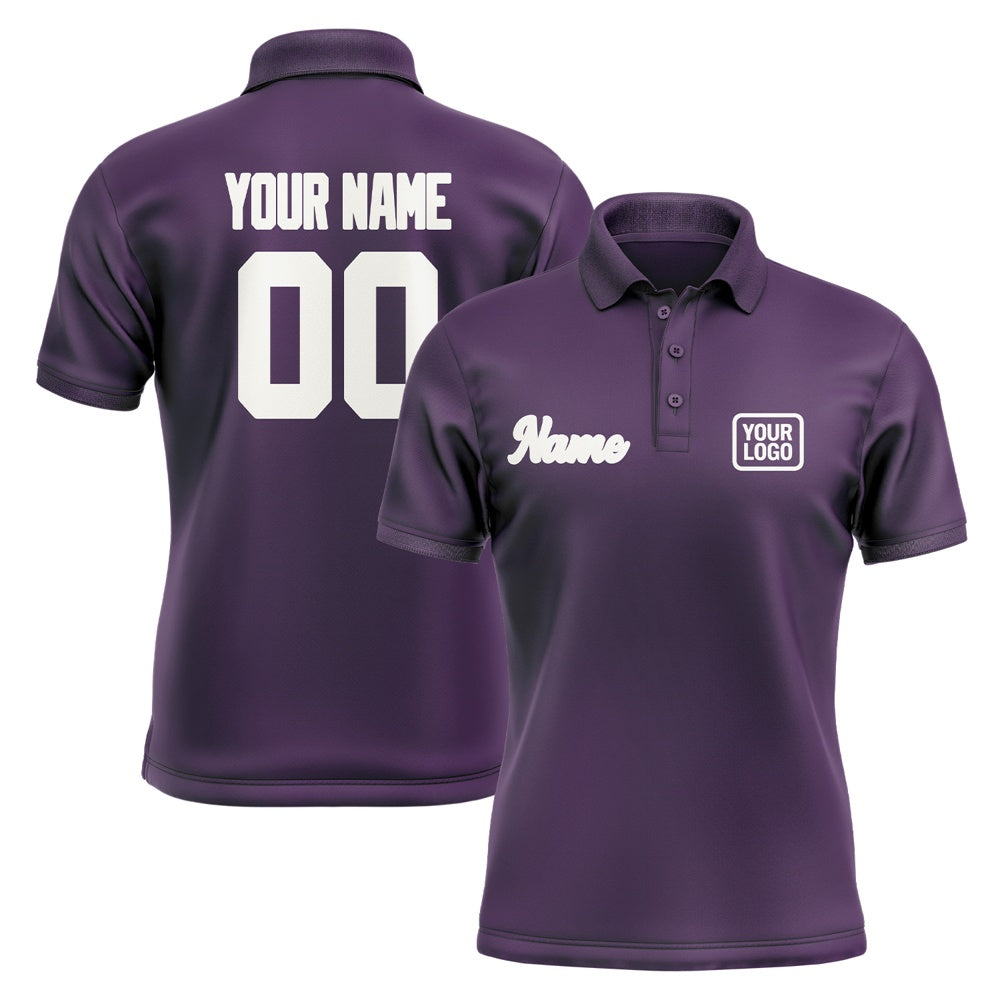 Custom Purple White Short-Sleeve Polo Shirt