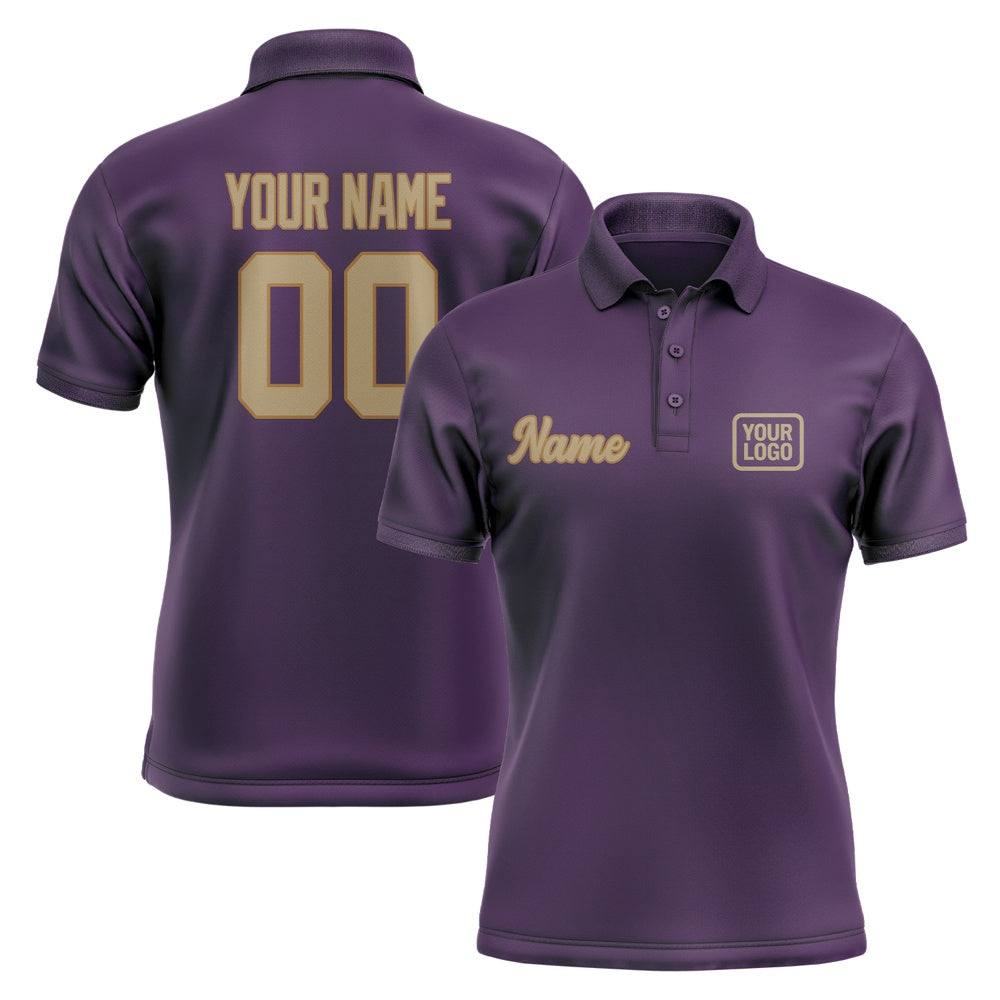 Custom Purple Light Khaki Short-Sleeve Polo Shirt