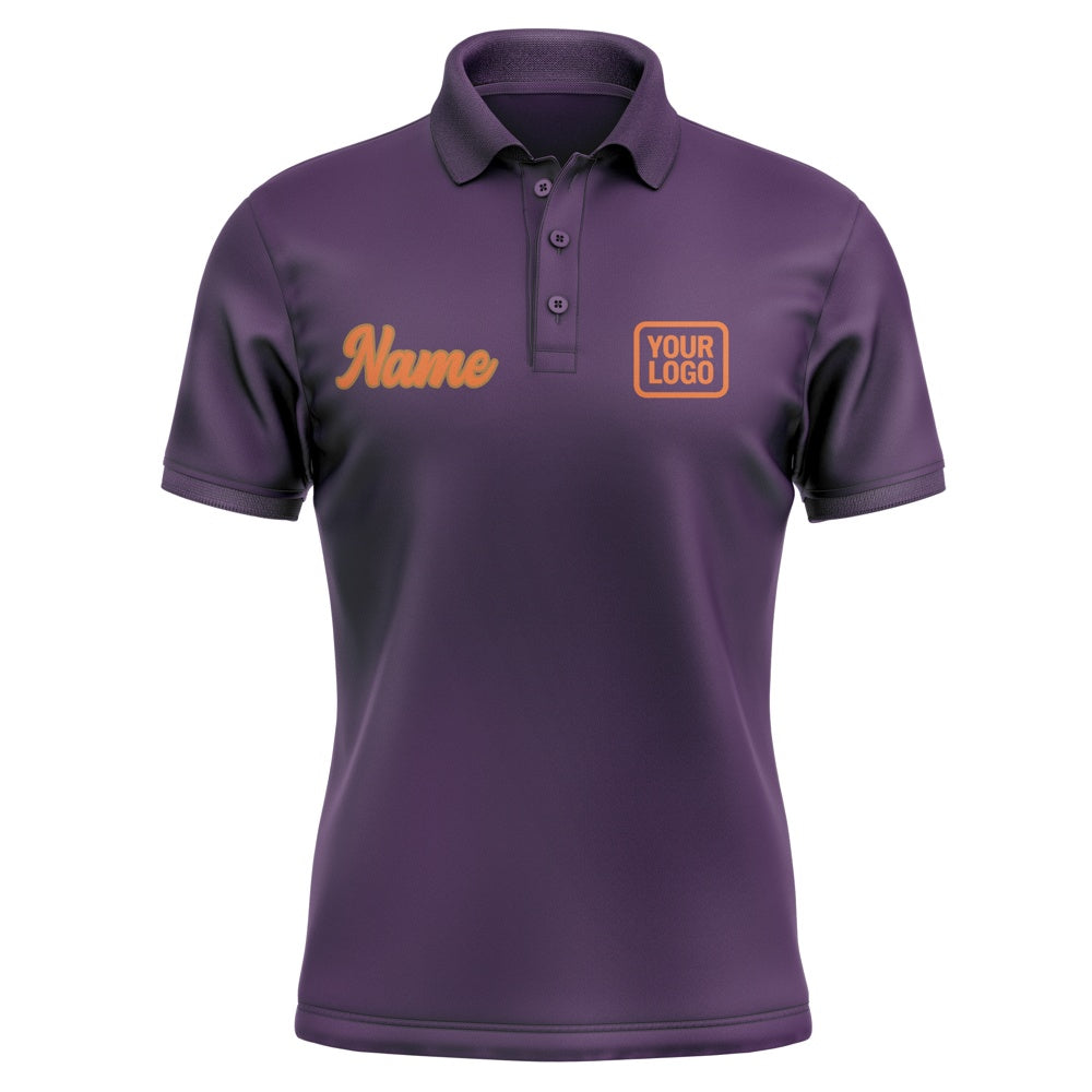 Custom Purple Orange Short-Sleeve Polo Shirt