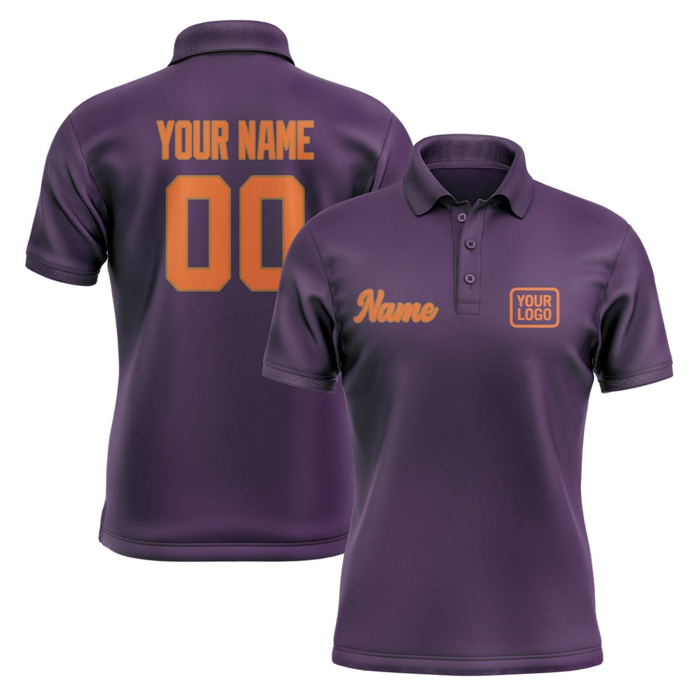 Custom Purple Orange Short-Sleeve Polo Shirt