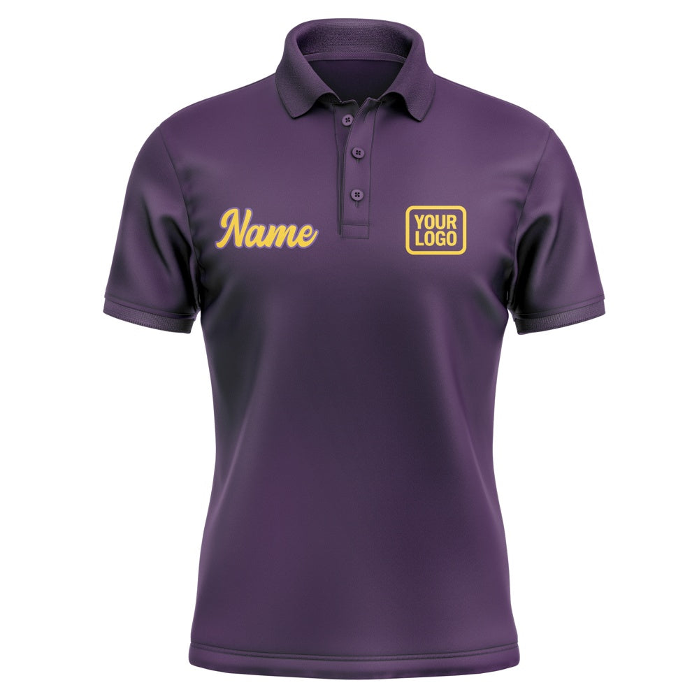 Custom Purple Gold Short-Sleeve Polo Shirt