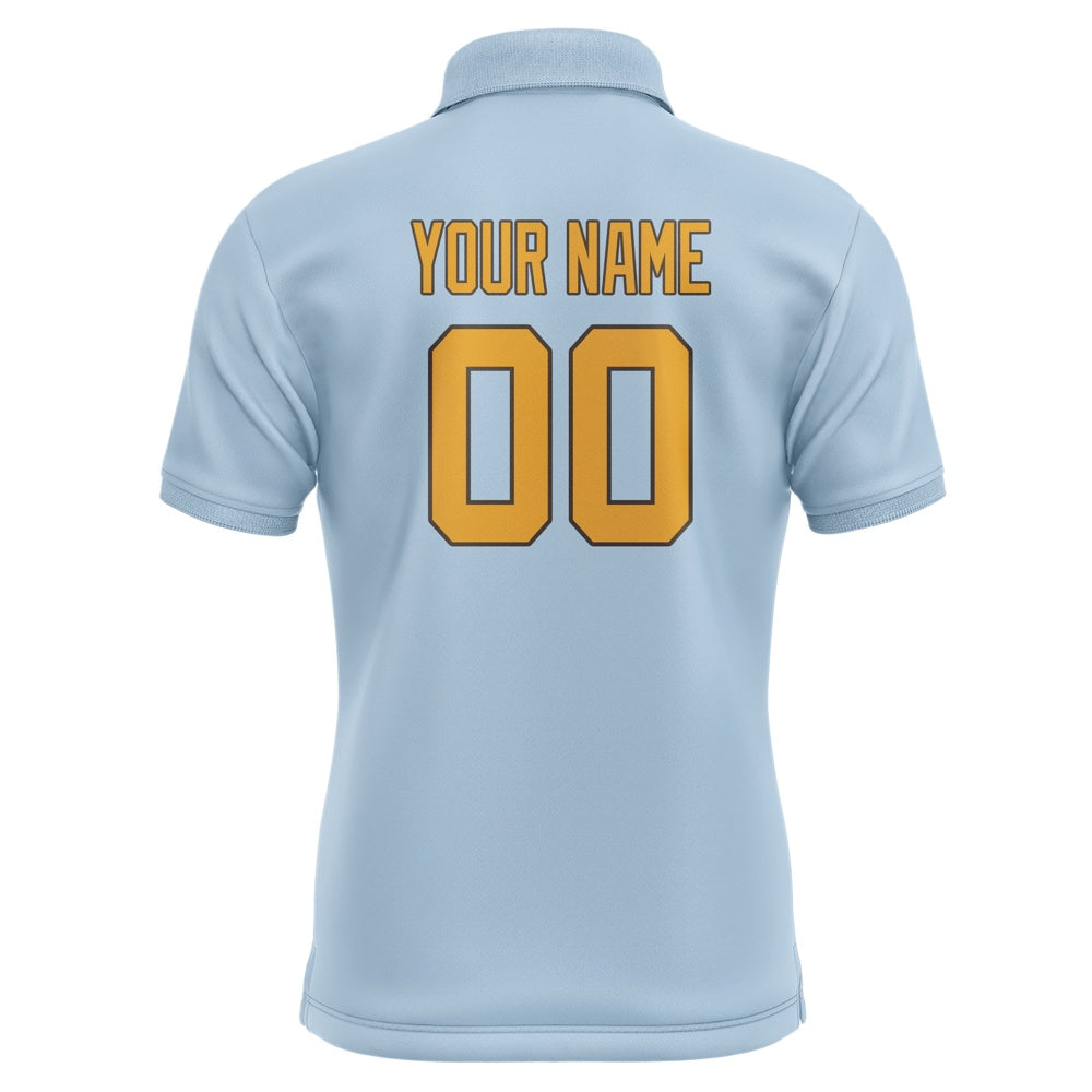 Custom Light Blue Yellow Short-Sleeve Polo Shirt