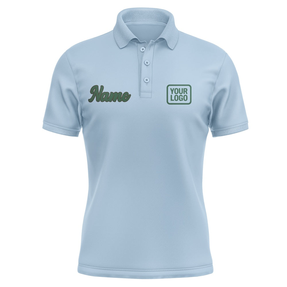 Custom Light Blue Green Short-Sleeve Polo Shirt