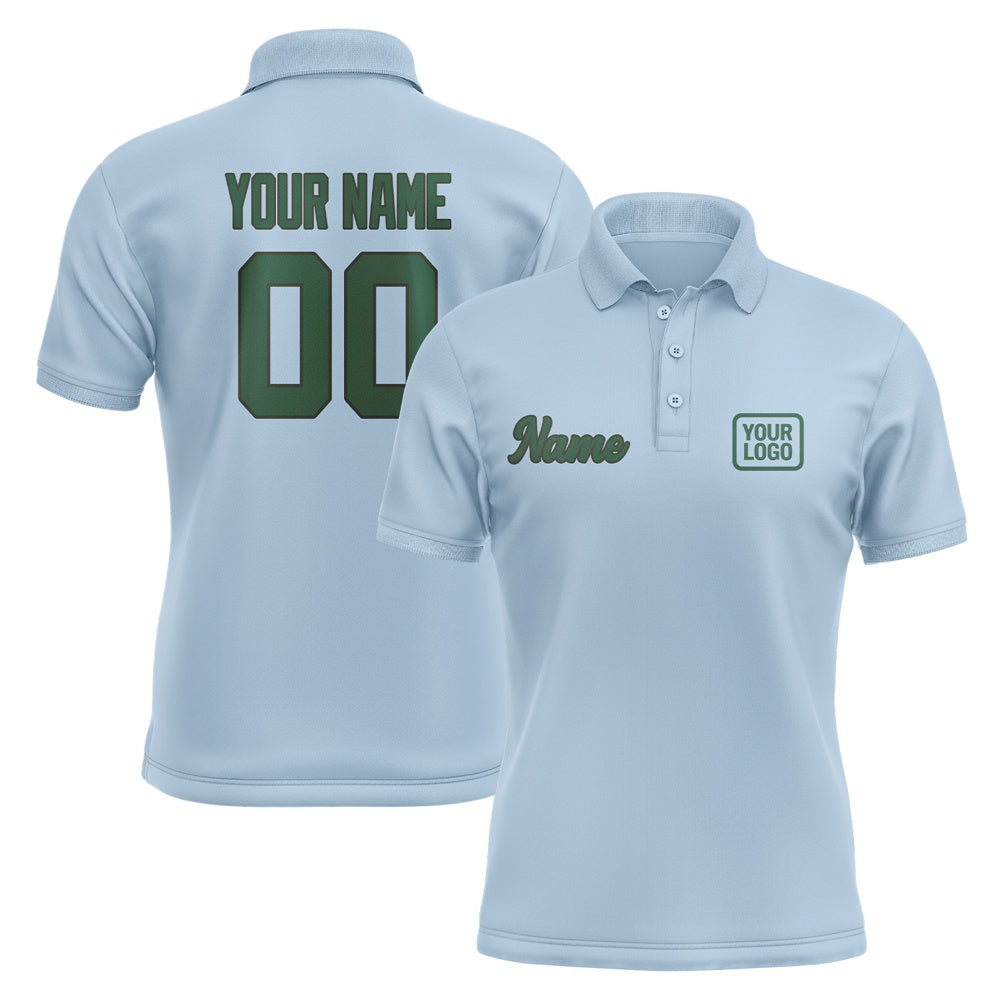 Custom Light Blue Green Short-Sleeve Polo Shirt