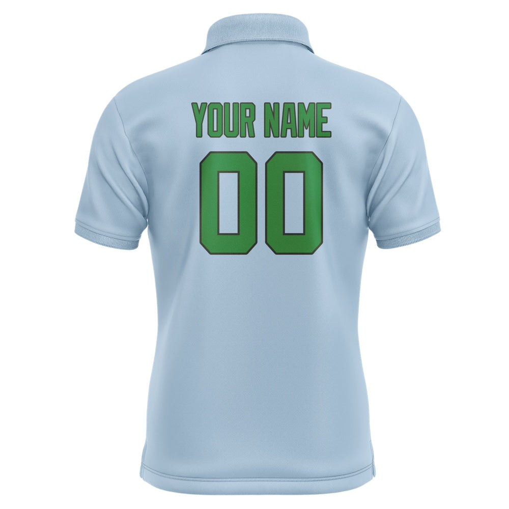 Custom Light Blue Emerald Green Short-Sleeve Polo Shirt