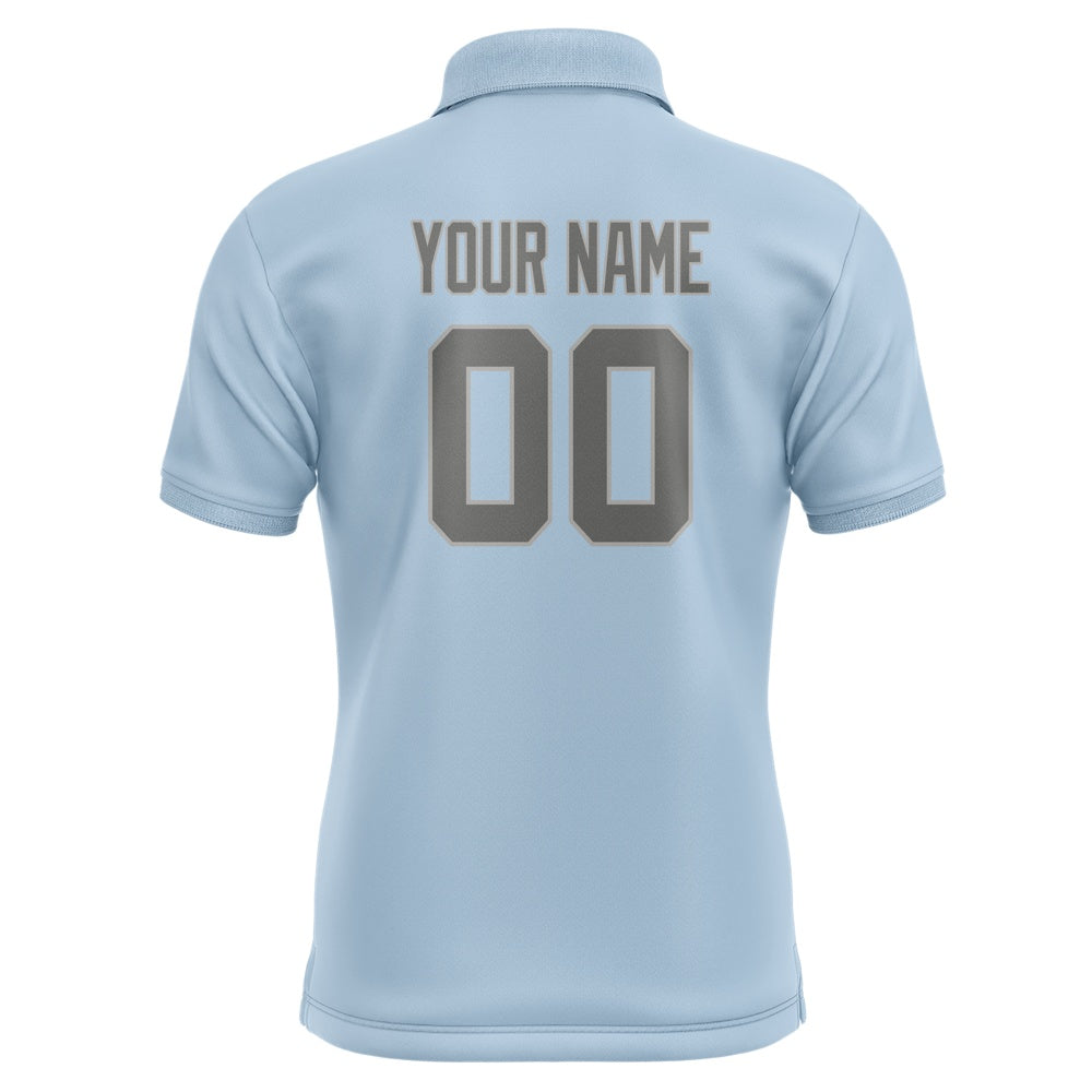 Custom Light Blue Dark Grey Short-Sleeve Polo Shirt