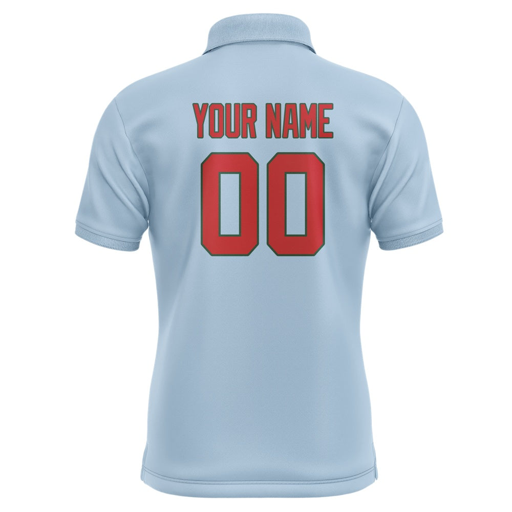 Custom Light Blue Red Short-Sleeve Polo Shirt