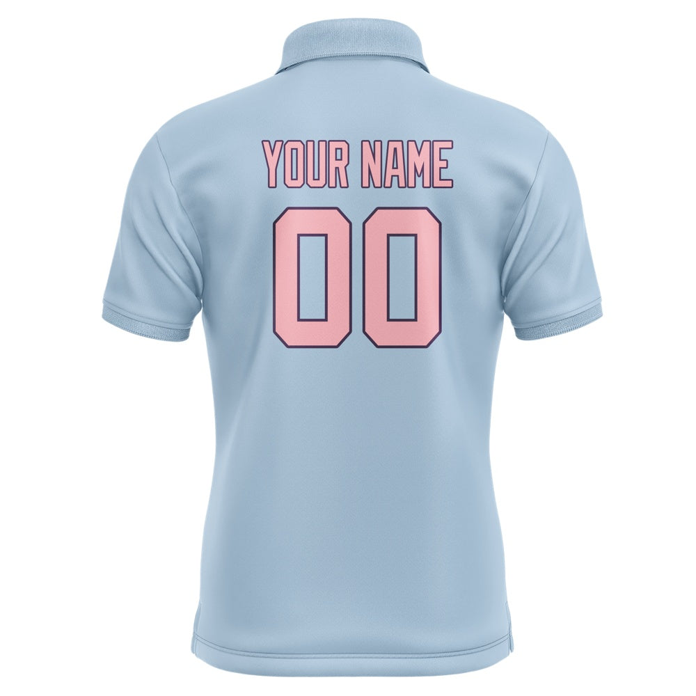 Custom Light Blue Light Pink Short-Sleeve Polo Shirt
