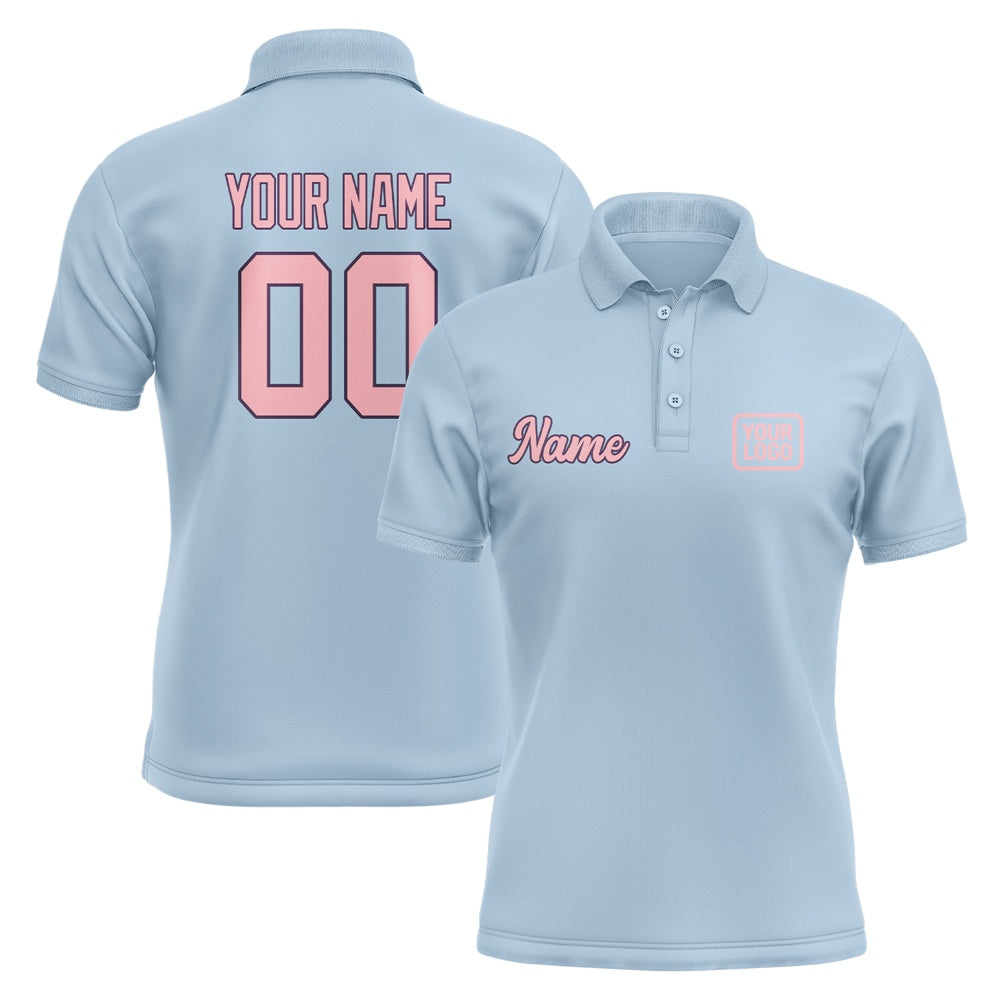 Custom Light Blue Light Pink Short-Sleeve Polo Shirt
