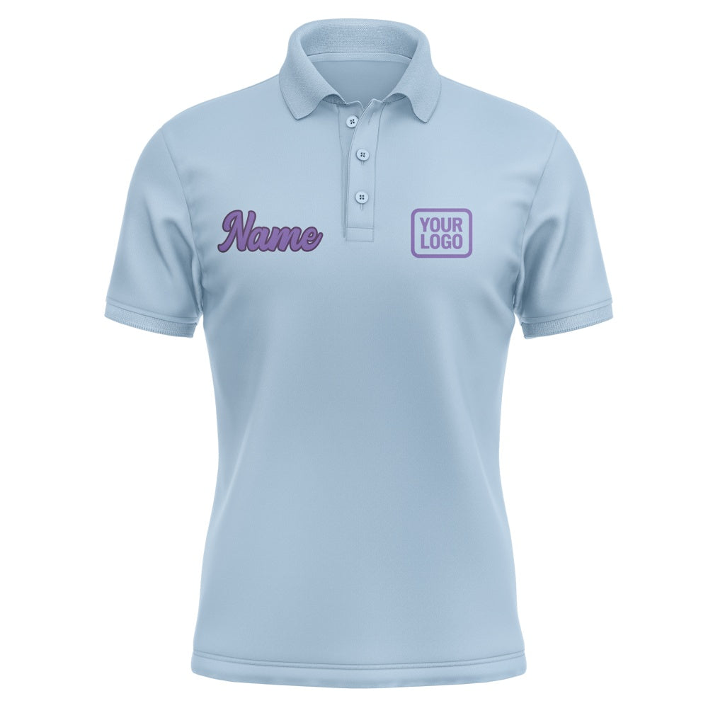 Custom Light Blue Light Purple Short-Sleeve Polo Shirt