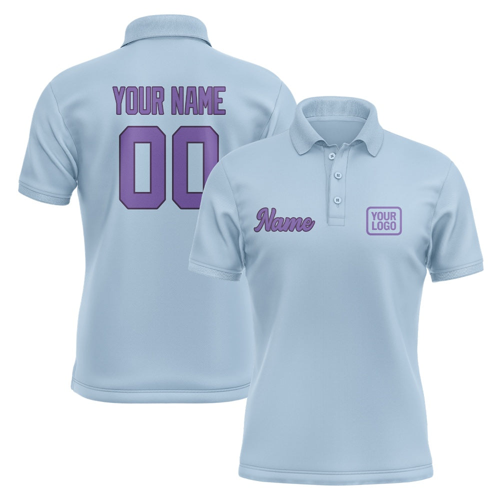 Custom Light Blue Light Purple Short-Sleeve Polo Shirt