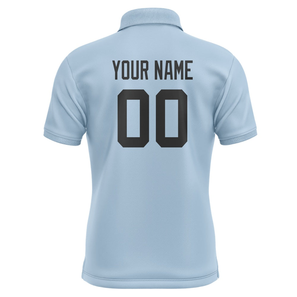Custom Light Blue Black Short-Sleeve Polo Shirt