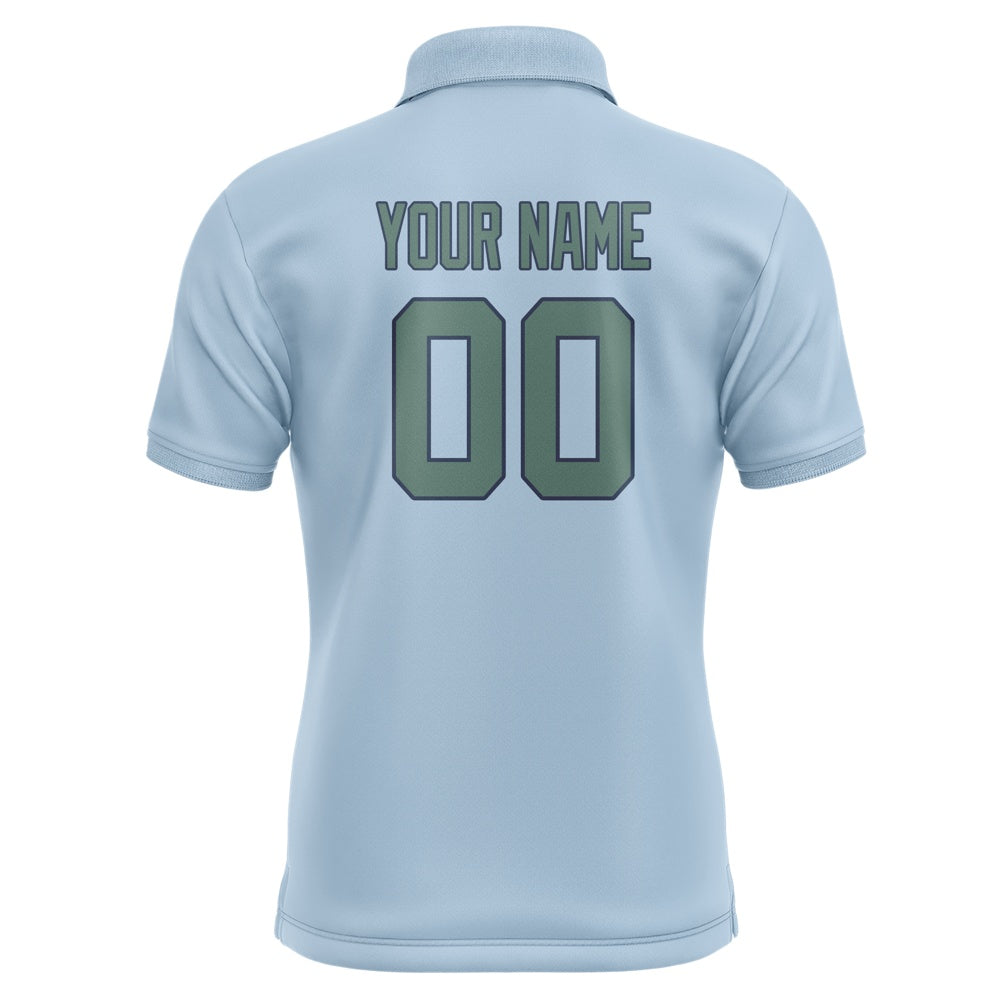 Custom Light Blue Blue Green Short-Sleeve Polo Shirt