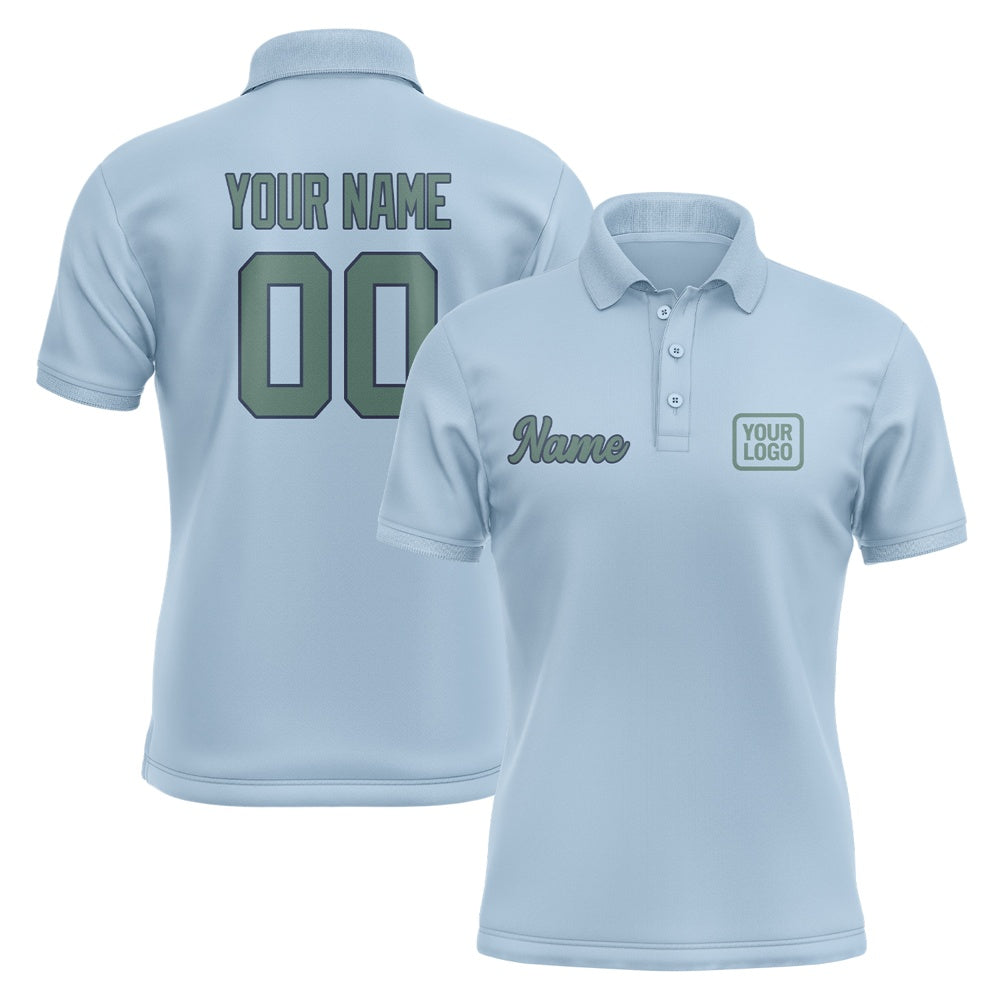 Custom Light Blue Blue Green Short-Sleeve Polo Shirt