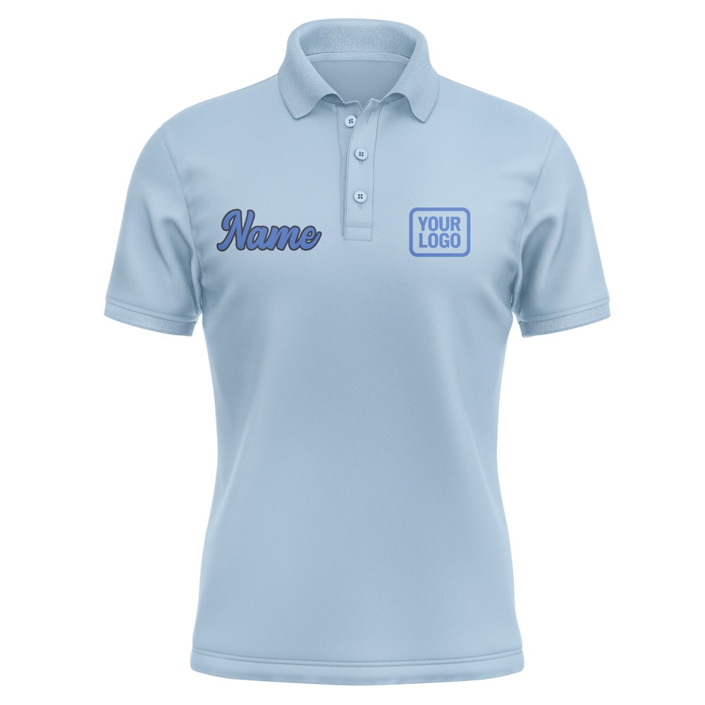 Custom Light Blue Sky Blue Short-Sleeve Polo Shirt