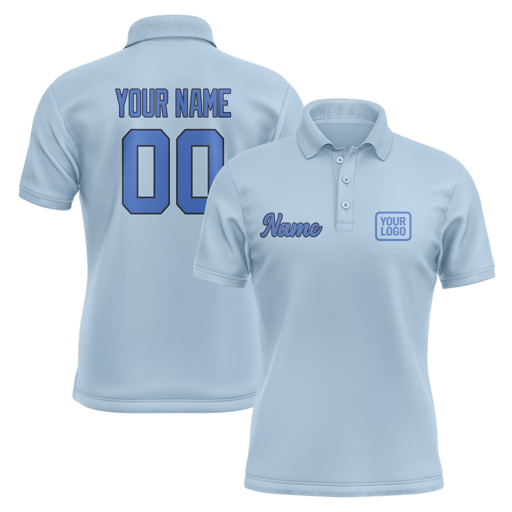 Custom Light Blue Sky Blue Short-Sleeve Polo Shirt