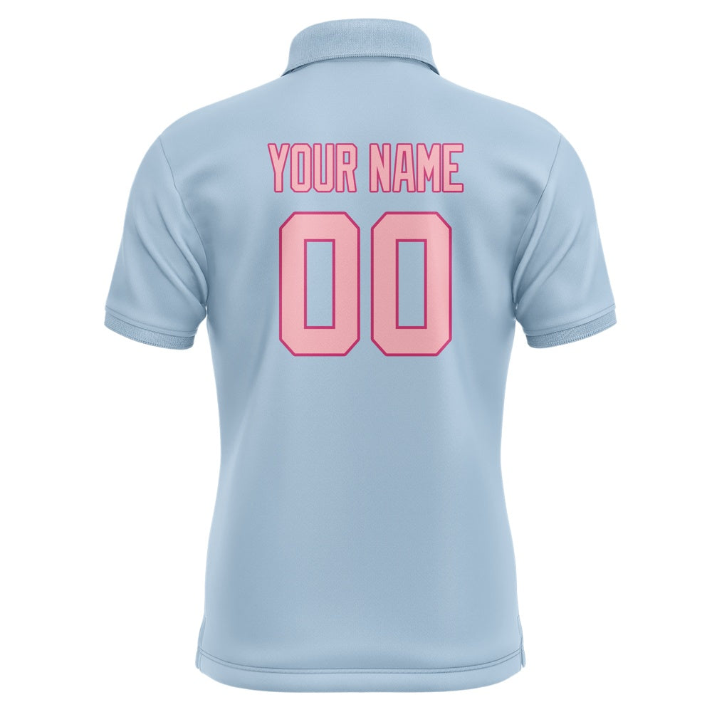 Custom Light Blue Light Pink Short-Sleeve Polo Shirt