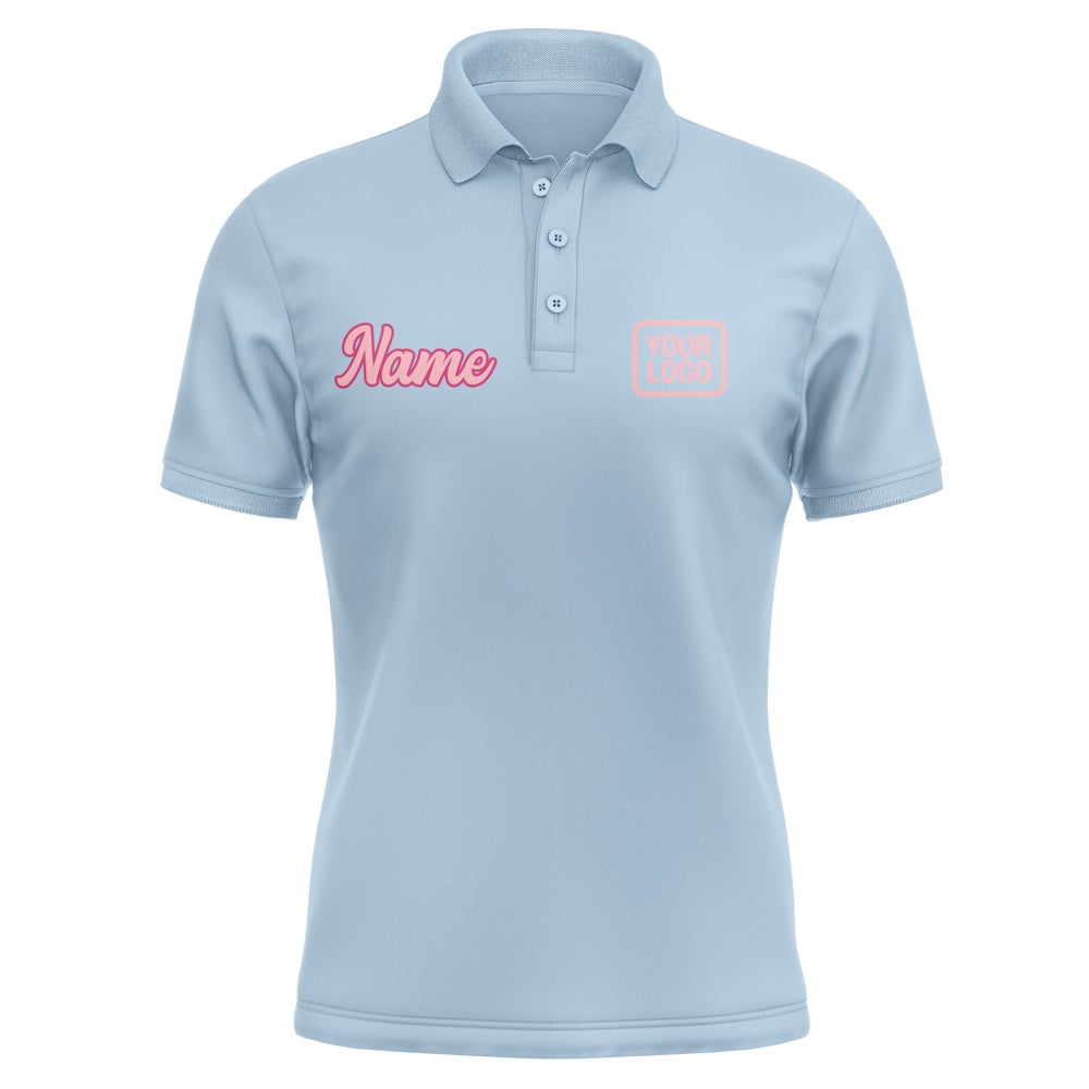 Custom Light Blue Light Pink Short-Sleeve Polo Shirt