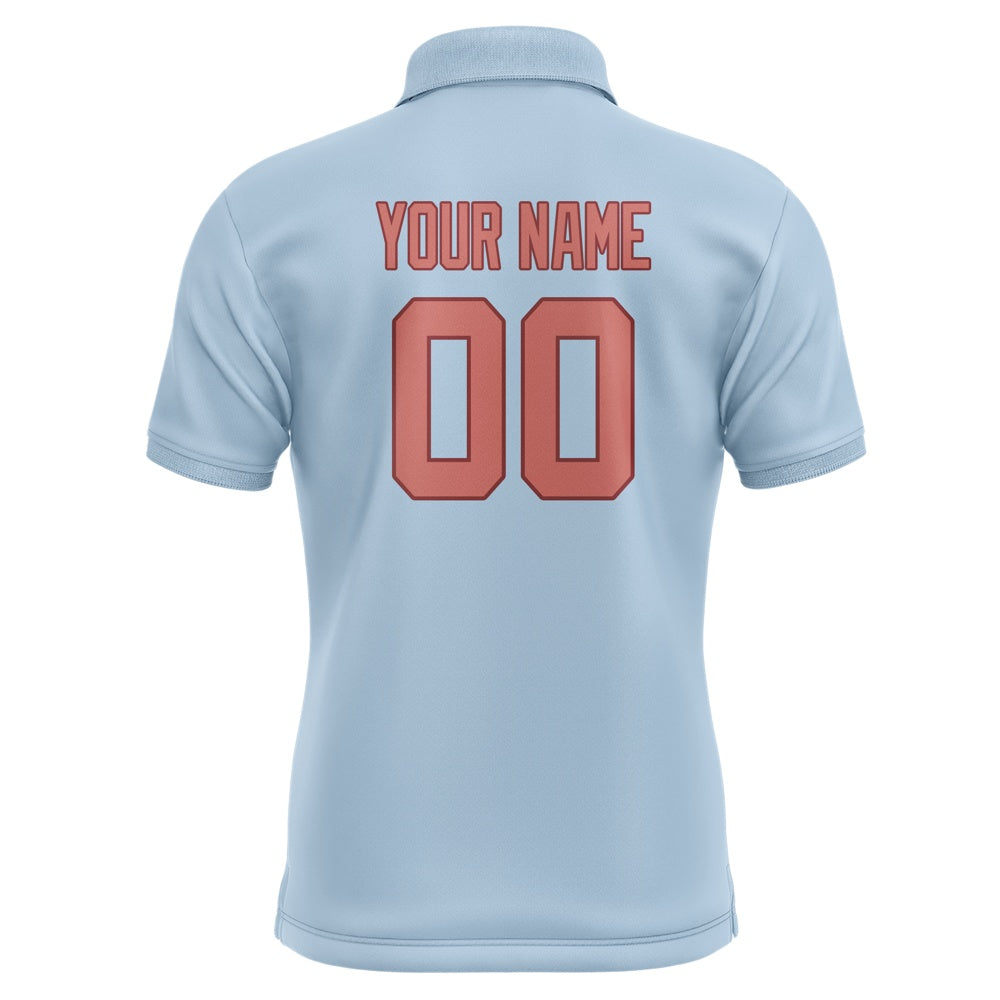 Custom Light Blue Copper Rose Short-Sleeve Polo Shirt