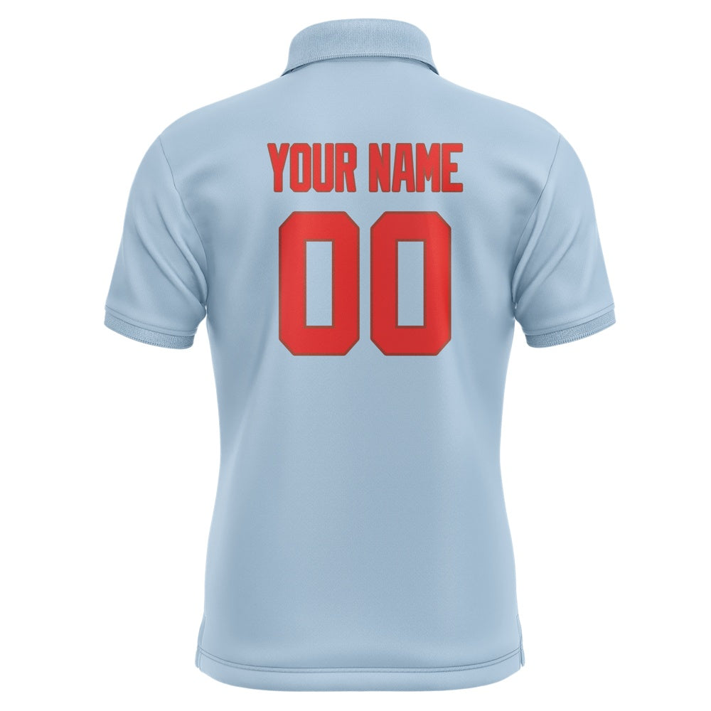 Custom Light Blue Orange Red Short-Sleeve Polo Shirt